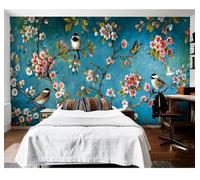 XLMING Rétro Plantes Fleurs Papillons Oiseaux 3D Papier Peint Texture Soyeuse Intissé Salle à Manger Bureau D'étude Canapé Chambre Salon TV Mur-200cm×140cm