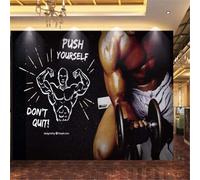 XLMING Rétro Tableau Noir Art Salle De Sport Homme Musclé 3D Papier Peint Texture Soyeuse Intissé Salle à Manger Bureau D'étude Canapé Chambre Salon TV Mur-350cm×256cm