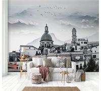 XLMING Rétro Tridimensionnel Architecture Oiseaux En Vol Sommets Montagneux 3D Papier Peint Premium Texturé Soie Bureau Salle à Manger Salon Chambre Coucher Canapé TV Mur-300cm×210cm