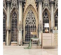 XLMING Rétro Tridimensionnel Doré Arche Architecture 3D Papier Peint Texture Soyeuse Intissé Salle à Manger Bureau D'étude Canapé Chambre Salon TV Mur-430cm×300cm