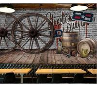 XLMING Rétro Tridimensionnel Roue En Bois Mur De Briques Graffiti 3D Papier Peint Texture Soyeuse Intissé Salle à Manger Bureau D'étude Canapé Chambre Salon TV Mur-400cm×280cm