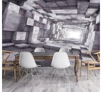 XLMING Rétro Tunnel Gris Extension Spatiale Style Industriel 3D Papier Peint Premium Texturé Soie Bureau Salle à Manger Salon Chambre Coucher Canapé TV Mur-200cm×140cm