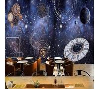 XLMING Rétro Univers Étoiles Ciel Horloge Engrenages 3D Papier Peint Texture Soyeuse Intissé Salle à Manger Bureau D'étude Canapé Chambre Salon TV Mur-250cm×170cm
