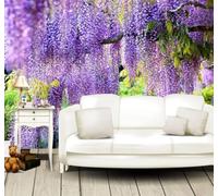 XLMING Romantique Belle Violette Fleurs Vignes 3D Papier Peint Luxe Décoration Manger Adulte Intérieure Salon Canapé Chambre Fond TV Mur-150cm×105cm