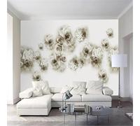XLMING Rose Blanche Fraîche Et Vintage Papier Peint 3D Soie De Luxe Intissé Bureau Salle à Manger Canapé Chambre Salon TV Mural Décoratif-250cm×170cm