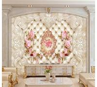 XLMING Rose Fleurs Tissus D'Ameublement Motifs Individualité 3D Papier Peint Premium Texturé Soie Bureau Salle à Manger Salon Chambre Coucher Canapé TV Mur-400cm×280cm