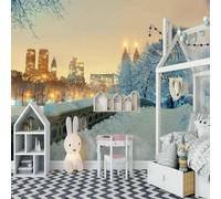 XLMING Scène Esthétique Tridimensionnelle D'Un Bâtiment Urbain En Neige Blanche 3D Papier Peint Luxe Décoration Manger Adulte Intérieure Salon Canapé Chambre Fond TV Mur-430cm×300cm