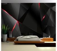 XLMING Science Fiction Créativité Noir Géométrie Lumière Rouge 3D Papier Peint Luxe Décoration Manger Adulte Intérieure Salon Canapé Chambre Fond TV Mur-300cm×210cm