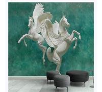 XLMING Sculpture En Relief Art En Relief Blanc Cheval 3D Papier Peint Premium Texturé Soie Bureau Salle à Manger Salon Chambre Coucher Canapé TV Mur-150cm×105cm