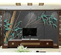 XLMING Sculpture En Relief Bambou Feuilles De Bambou Créatif Art 3D Papier Peint Texture Soyeuse Intissé Salle à Manger Bureau D'étude Canapé Chambre Salon TV Mur-300cm×210cm