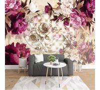 XLMING Sculpture En Relief Luxe Peinte À La Main Fleurs Colorées Coussin Souple 3D Papier Peint Texture Soyeuse Intissé Salle à Manger Bureau D'étude Canapé Chambre Salon TV Mur-400cm×280cm