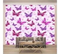 XLMING Simple Beau Violet Animal Papillon 3D Papier Peint Luxe Décoration Manger Adulte Intérieure Salon Canapé Chambre Fond TV Mur-150cm×105cm