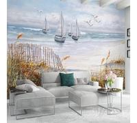 XLMING Simple Creative Retro Sailboat Seagull Seascape Papier Peint 3D Soie De Luxe Intissé Bureau Salle à Manger Canapé Chambre Salon TV Mural Décoratif-250cm×170cm