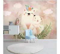 XLMING Simple Dessiné À La Main Aquarelle Cartoon Adorable Petit Ours 3D Papier Peint Premium Texturé Soie Bureau Salle à Manger Salon Chambre Coucher Canapé TV Mur-400cm×280cm