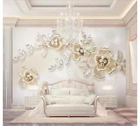 XLMING Simple Frais Élégant Luxueux Fleurs De Perle 3D Papier Peint Texture Soyeuse Intissé Salle à Manger Bureau D'étude Canapé Chambre Salon TV Mur-400cm×280cm
