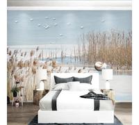 XLMING Simple Garden Seaside Reeds Birds And Flowers Landscape 3D Papier Peint Texture Soyeuse Intissé Salle à Manger Bureau D'étude Canapé Chambre Salon TV Mur-400cm×280cm