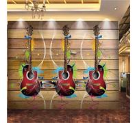 XLMING Simple Grain De Bois Créatif Instrument De Musique Guitare 3D Papier Peint Luxe Décoration Manger Adulte Intérieure Salon Canapé Chambre Fond TV Mur-400cm×280cm
