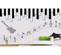 XLMING Simple Noir Et Blanc Guitare Musique Art 3D Papier Peint Luxe Décoration Manger Adulte Intérieure Salon Canapé Chambre Fond TV Mur-250cm×170cm