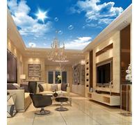 XLMING Simplicité Ciel Bleu Nuages Blancs Pissenlits Soleil 3D Papier Peint Luxe Décoration Manger Adulte Intérieure Salon Canapé Chambre Fond TV Mur-300cm×210cm