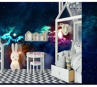XLMING Simplicité Couleurs RêVe Ciel étoilé Bande DessinéE Galaxie Papier Peint 3D Soie Texturée Haut De Gamme Salon Canapé Chambre À Coucher Salle Manger Murale-350cm×256cm