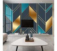 XLMING Simplicité Couleurs Vives Géométrie Doré Lignes 3D Papier Peint Luxe Décoration Manger Adulte Intérieure Salon Canapé Chambre Fond TV Mur-250cm×170cm