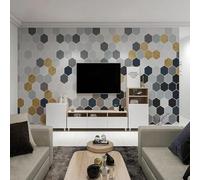 XLMING Simplicité Géométrie Couleurs Vives Hexagones Art 3D Papier Peint Luxe Décoration Manger Adulte Intérieure Salon Canapé Chambre Fond TV Mur-400cm×280cm