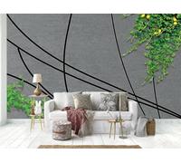 XLMING Simplicité Plusieurs Noirs Lignes Noires Feuilles Vertes 3D Papier Peint Luxe Décoration Manger Adulte Intérieure Salon Canapé Chambre Fond TV Mur-350cm×256cm