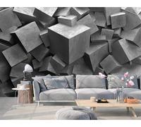 XLMING Simplicité Relief Gris Géométrie Art 3D Papier Peint Luxe Décoration Manger Adulte Intérieure Salon Canapé Chambre Fond TV Mur-400cm×280cm