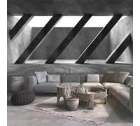 XLMING Simplicité Relief Mur De Béton Architecture Géométrie Extension De L'Espace 3D Papier Peint Texture Soyeuse Intissé Salle à Manger Bureau D'étude Canapé Chambre Salon TV Mur-200cm×140cm