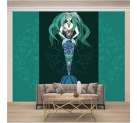 XLMING Sirène Verte Simple Peinte À La Main 3D Papier Peint Luxe Décoration Manger Adulte Intérieure Salon Canapé Chambre Fond TV Mur-430cm×300cm