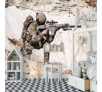 XLMING Soldats Simples En Trois Dimensions Tireurs D'Élite Créatifs 3D Papier Peint Luxe Décoration Manger Adulte Intérieure Salon Canapé Chambre Fond TV Mur-150cm×105cm