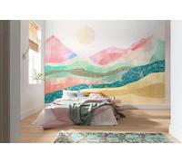 XLMING Sommet De Montagne Abstrait Dessiné À La Main Coloré Lever De Soleil Papier Peint 3D Soie De Luxe Intissé Bureau Salle à Manger Canapé Chambre Salon TV Mural Décoratif-250cm×170cm