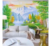 XLMING Sommets Montagneux Cascade Rivière Automne Forêt Papier Peint 3D Soie De Luxe Intissé Bureau Salle à Manger Canapé Chambre Salon TV Mural Décoratif-350cm×256cm