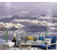 XLMING Sommets Montagneux En Trois Dimensions Lacs Oiseaux En Vol Paysages 3D Papier Peint Premium Texturé Soie Bureau Salle à Manger Salon Chambre Coucher Canapé TV Mur-400cm×280cm