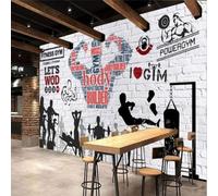 XLMING Sport Fitness Club Blanc Mur De Briques Art 3D Papier Peint Premium Texturé Soie Bureau Salle à Manger Salon Chambre Coucher Canapé TV Mur-250cm×170cm
