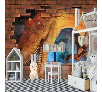 XLMING Stéréo Animal Dinosaure Arbre Mural En Briques Papier Peint 3D Soie Texturée Haut De Gamme Salon Canapé Chambre À Coucher Salle Manger Murale-200cm×140cm