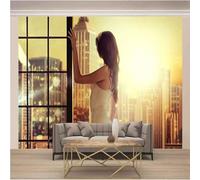 XLMING Stéréo Balcon Personnes Architecture Ensoleillée 3D Papier Peint Luxe Décoration Manger Adulte Intérieure Salon Canapé Chambre Fond TV Mur-430cm×300cm