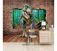 XLMING Stéréo Dinosaure Animal Mur De Briques Forêt 3D Papier Peint Premium Texturé Soie Bureau Salle à Manger Salon Chambre Coucher Canapé TV Mur-200cm×140cm