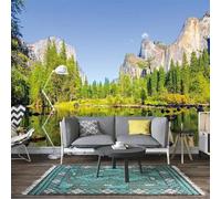 XLMING Stereo Fresh Green Forest Mountain River 3D Papier Peint Texture Soyeuse Intissé Salle à Manger Bureau D'étude Canapé Chambre Salon TV Mur-250cm×170cm