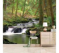 XLMING Stéréo Fresh Green Forest Stream 3D Papier Peint Luxe Décoration Manger Adulte Intérieure Salon Canapé Chambre Fond TV Mur-430cm×300cm