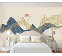XLMING Stéréo Géométrique Ligne D'Or Oiseau Du Soleil Levant 3D Papier Peint Luxe Décoration Manger Adulte Intérieure Salon Canapé Chambre Fond TV Mur-400cm×280cm