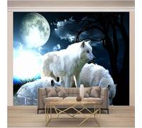 XLMING Stéréo Moon Tree Animal Wolf 3D Papier Peint Luxe Décoration Manger Adulte Intérieure Salon Canapé Chambre Fond TV Mur-400cm×280cm