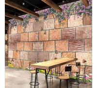XLMING Stéréo Retro Art Rose Brick Wall Butterfly Papier Peint 3D Soie De Luxe Intissé Bureau Salle à Manger Canapé Chambre Salon TV Mural Décoratif-150cm×105cm