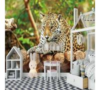 XLMING Stéréo Simple Animal De La Forêt Léopard 3D Papier Peint Luxe Décoration Manger Adulte Intérieure Salon Canapé Chambre Fond TV Mur-350cm×256cm
