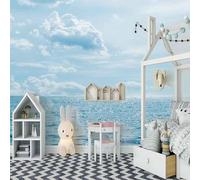 XLMING Stéréo Simple Ciel Bleu Nuages Blancs Mer 3D Papier Peint Luxe Décoration Manger Adulte Intérieure Salon Canapé Chambre Fond TV Mur-150cm×105cm