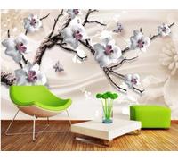 XLMING Stéréogramme Branches Blanc Fleurs Papillon 3D Papier Peint Luxe Décoration Manger Adulte Intérieure Salon Canapé Chambre Fond TV Mur-200cm×140cm