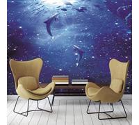 XLMING Stéréoscopique Bleu Océan Dauphins Art 3D Papier Peint Luxe Décoration Manger Adulte Intérieure Salon Canapé Chambre Fond TV Mur-250cm×170cm