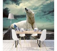XLMING Stéréoscopique Sky White Animal Wolf 3D Papier Peint Luxe Décoration Manger Adulte Intérieure Salon Canapé Chambre Fond TV Mur-150cm×105cm