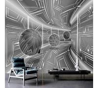 XLMING Stéréoscopique Sphère Noir Et Blanc Géométrique Tunnel Extension Spatiale 3D Papier Peint Texture Soyeuse Intissé Salle à Manger Bureau D'étude Canapé Chambre Salon TV Mur-200cm×140cm