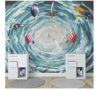 XLMING Structure En Relief Abstrait Cartoon Ciel Avion Montgolfière 3D Papier Peint Premium Texturé Soie Bureau Salle à Manger Salon Chambre Coucher Canapé TV Mur-400cm×280cm